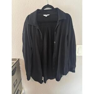JoyLab black thicker sweater button up size S oversized